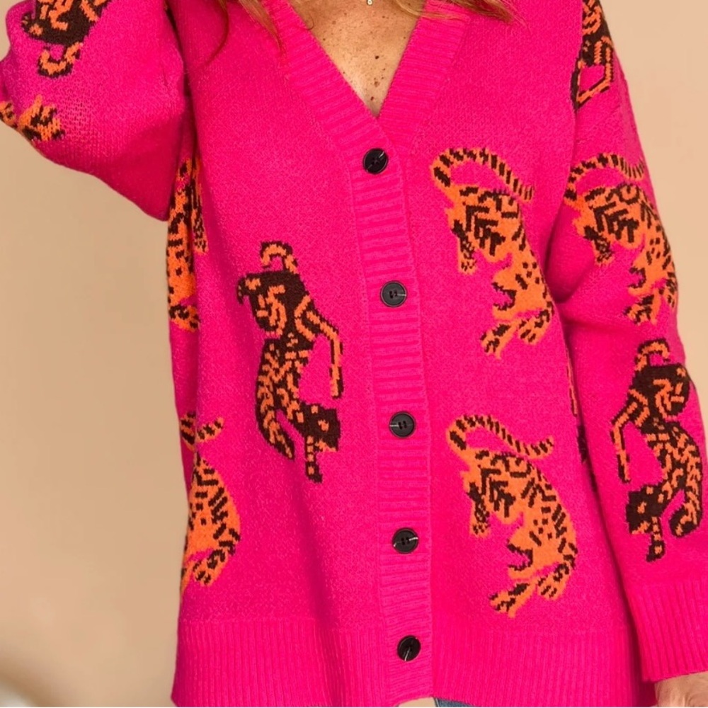 JODIFL BEAUTIFUL OVERSIZED TIGER PRINT CARDIGAN - Picture 2 of 10